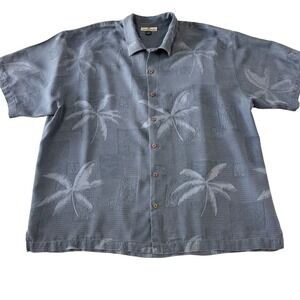 Tommy Bahama Blue Palm Print Casual Button Down Shirt
